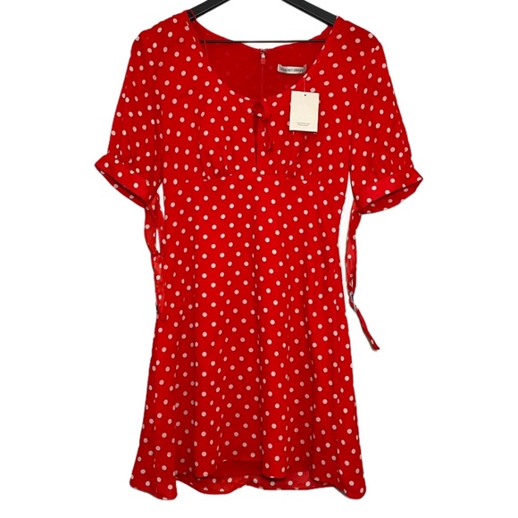 The East Order Dusty Polka Dot Mini Dress in Red - Picture 4 of 10